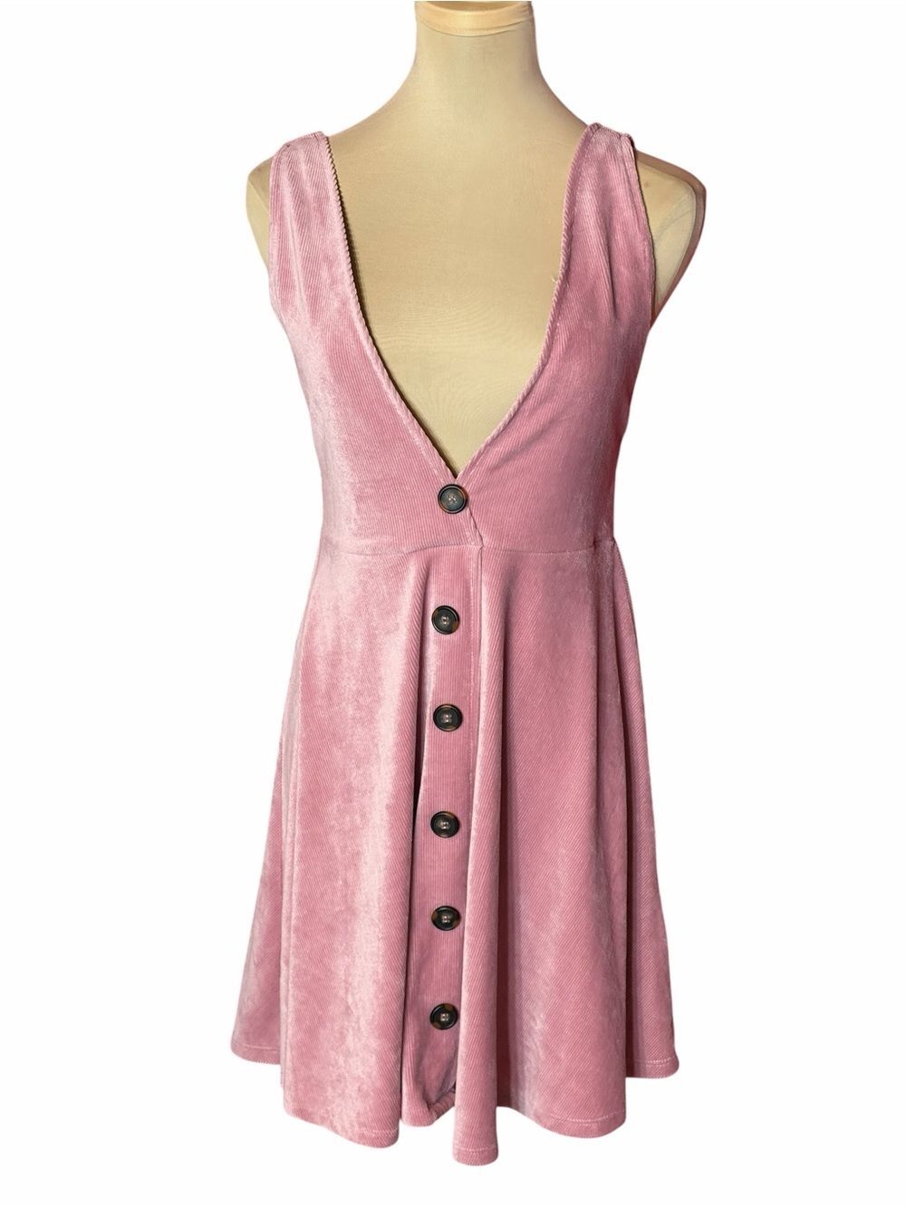 Knitworks Dusty Pink Velvet Button Front Mini Dress Juniors Size 13 Sleeveless